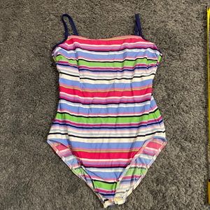 VINTAGE Lands End Striped Bathing Suit One Piece